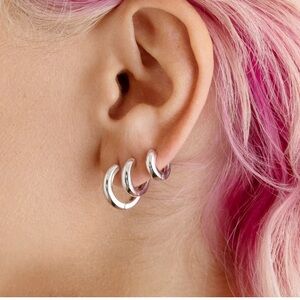 STUDS silver chunky hoop earrings set